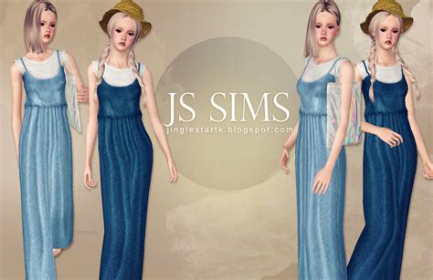 Js Sims 3 Casual Denim Long Dress