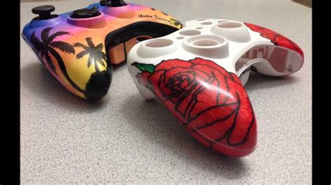 Handpainted And Hand Drawn Xbox 360 Controller Shells ~ Sunset And Roses
