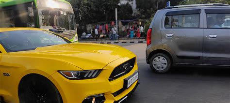 spotted a [mustang gt] (2015?) in Delhi, india. (this car is extremely