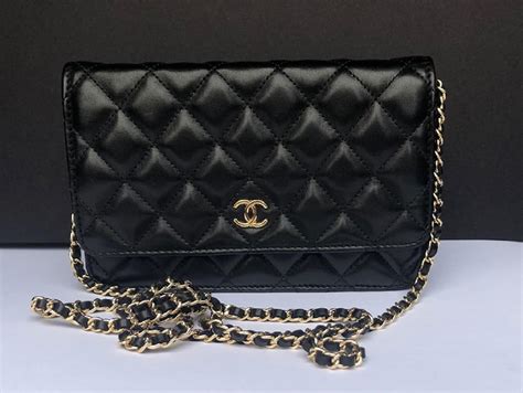 Chanel Woc Wallet On Chain Bag Lambskin And Gold Tone Metal Black