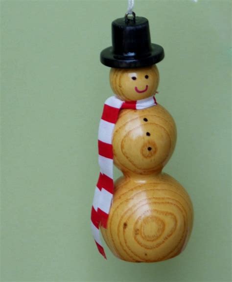 Snowman Ornament Wooden Woodturning 3 D Snowman By Tangibletreats