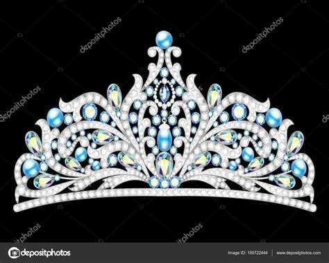 Illustration Crown Tiara Women With Glittering Precious Stones Stock