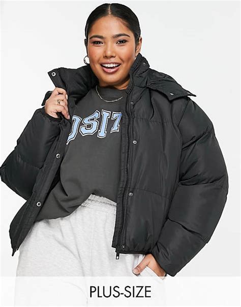 Brave Soul Plus Bunny Hooded Puffer Jacket Asos