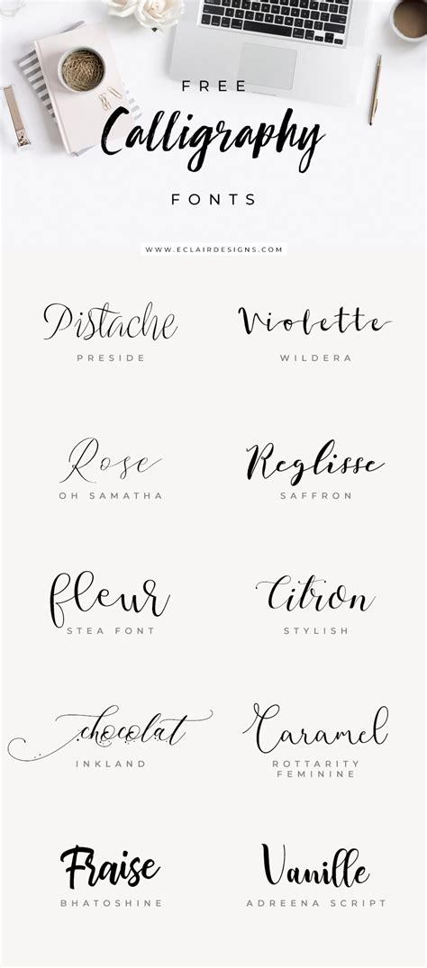 Eclair Designs 10 Free Calligraphy Fonts
