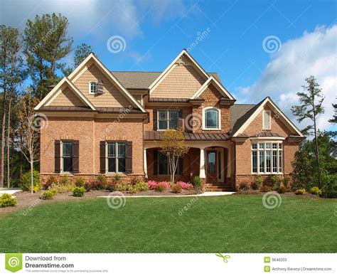 House and red front door. Luxury Model Home Exterior Front View Stock Image - Image ...