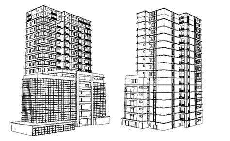 3 D Commercial High Rise Building Elevation Plan Detail Dwg File