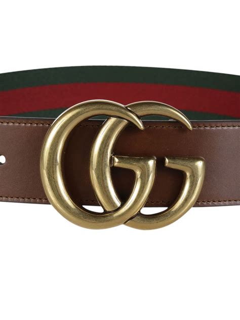 Gucci Gucci Web Belt With Double G Buckle Greenred