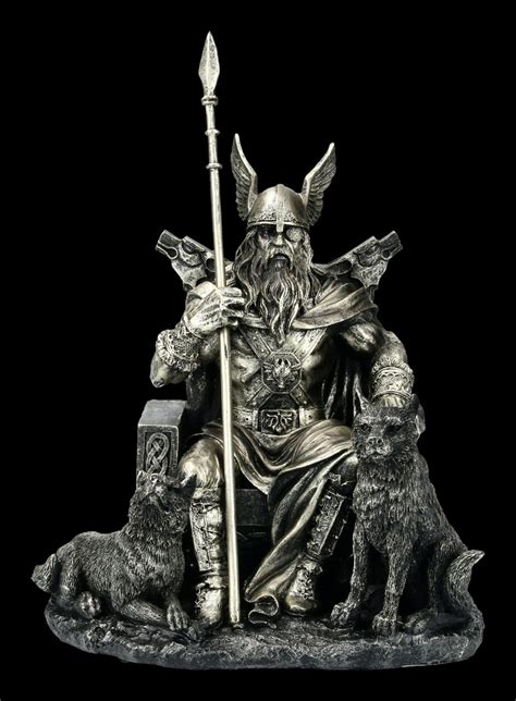 Odin Figurine God Father On Throne With Wolves Figuren Shopde