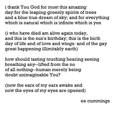 I Thank You God For Most This Amazing By E E Cummings Poetry E E
