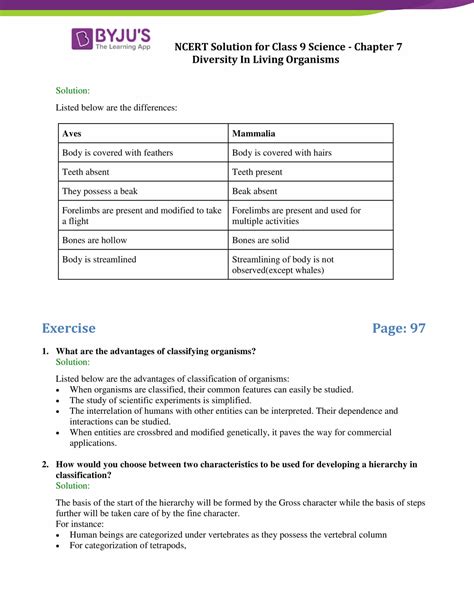 Ncert Solutions Class Science Chapter Diversity In Living Organisms