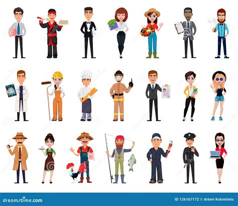 People Of Different Professions Set Stock Vector Illustration Of