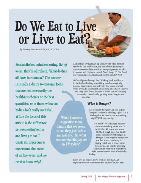Do We Eat To Live Or Live To Eat Obesity Action Coalition