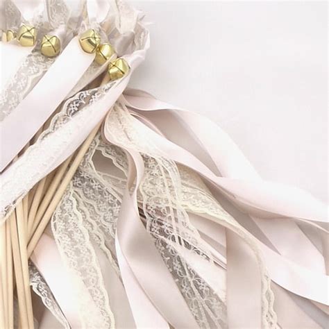 50 Wedding Wands Ivory With Bells Ribbon Streamer Send Off Etsy