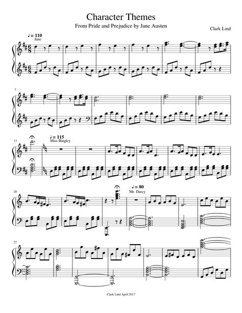 All soft copy books acquired through reading sanctuary require users to leave a review on the. Pride and Prejudice: Short Character Themes Sheet music ...