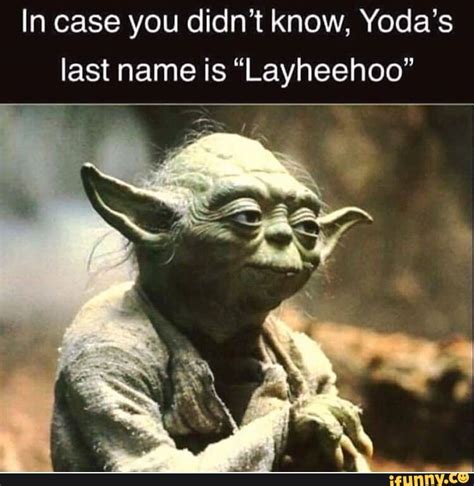 In Case You Didnt Know Yodas Last Name Is Layheehoo Ifunny