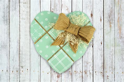 Country Heart Heart Wall Hanging Victorian Green Heart Light Green