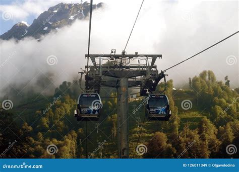 Rosa Khutor Russia June 1 2018 Cable Car In Ski Resort In Sochi