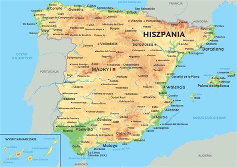 Polityczne, administracyjne, drogowe, fizyczne, topograficzne, turystyczne i inne mapy hiszpanii. Mapa Hiszpanii