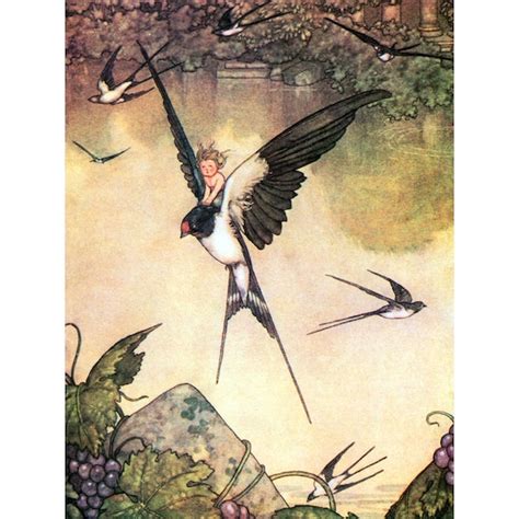 Thumbelina Rides Swallow Card Hans Christian Andersen Fairy Etsy