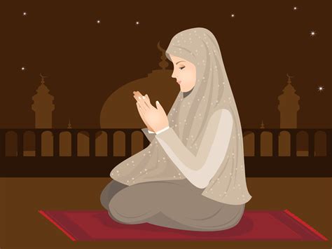 Vector Illustration Of Young Muslim Girl Praying Royalty Free Stock