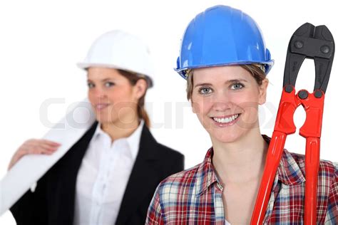 Two Female Construction Workers Stock Image Colourbox