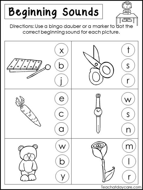 printable beginning sounds worksheets preschool st grade phonics