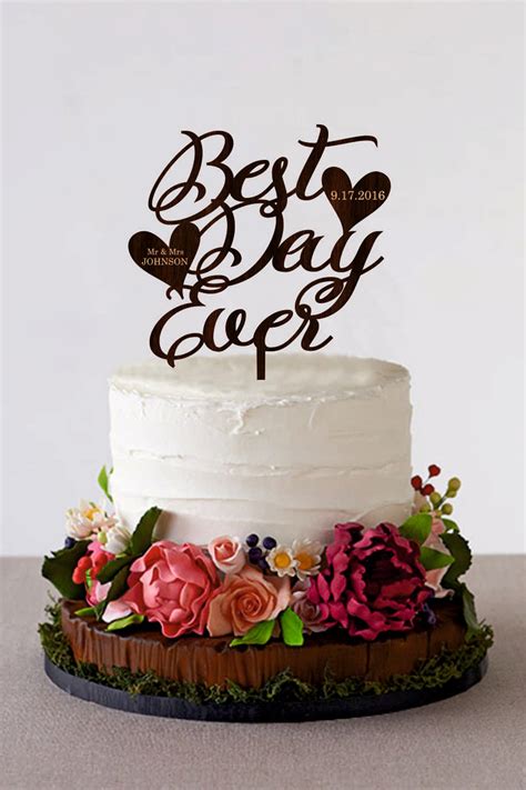 Best Day Ever Wedding Cake Topper Custom Unique Cake Toppers Etsy