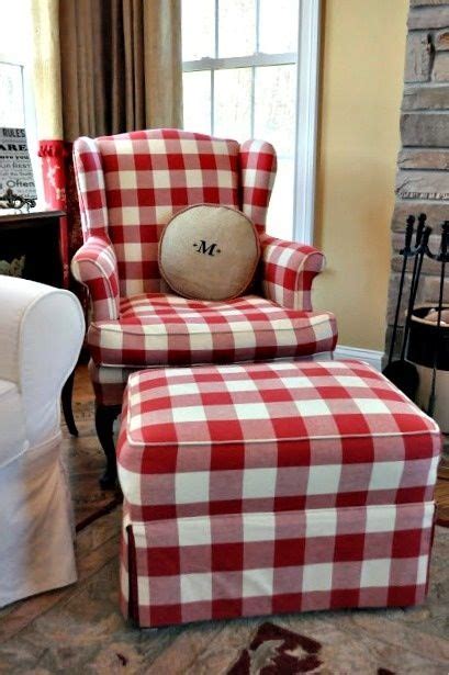 Great version of this classic chair in aa matt leather. Red and white buffalo check chair and ottoman | Living ...