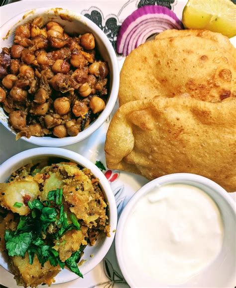 Indian Comfort Food Chole And Aloo Puri Rvegetarian