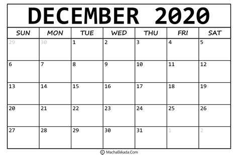 Printable December 2020 Calendar Desk And Wall Time Management Tips And Tools