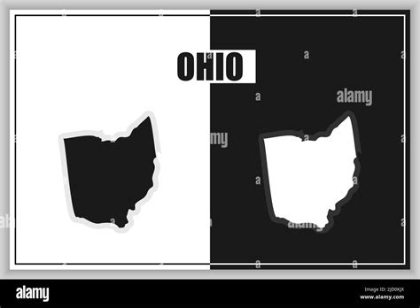 Flat Style Map Of State Of Ohio Usa Ohio Outline Vector Illustration