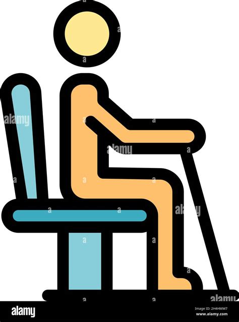 Senior Man Sit Chair Icon Outline Senior Man Sit Chair Vector Icon