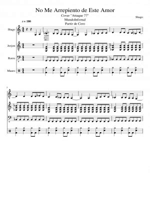 Free Sheet Music No Me Arrepiento De Este Amor By Attaque Play And Download Any Time