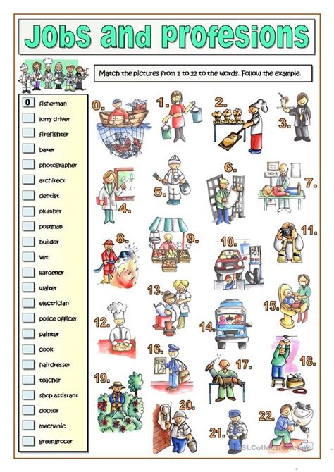 Jobs And Professions Matching English Esl Worksheets For Distance