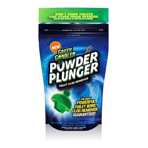This top performer is a consumer favorite. Green Gobbler 16.5 oz. Powder Plunger Toilet Clog Remover ...
