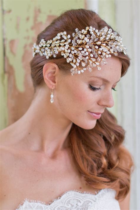 Leafy Glamour Headdress Pearl And Swarovski Crystal Leaf Vintage