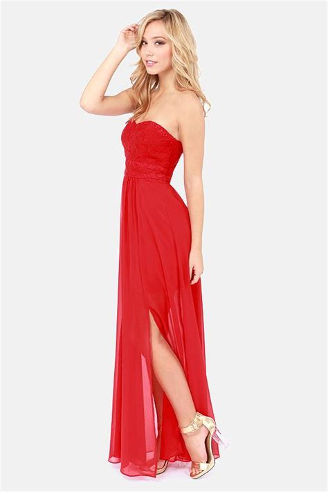 Aryn K Good Graces Strapless Red Maxi Dress Red Dress Maxi Dressy Dresses Dresses