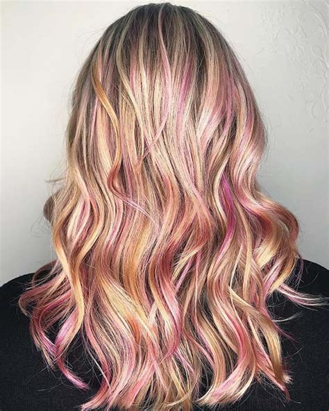 Pink Streaks In Blonde Hair