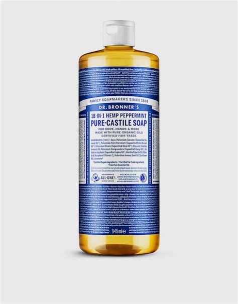 Dr Bronners 18 In 1 Hemp Peppermint Pure Castile Liquid Soap 946ml