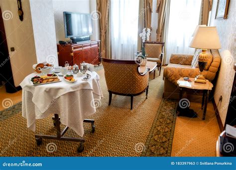 Graceful Hospitality Luxurious Room Service Breakfast In Luxury Hotel