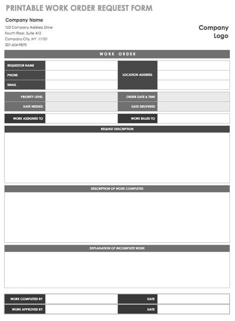work order templates smartsheet