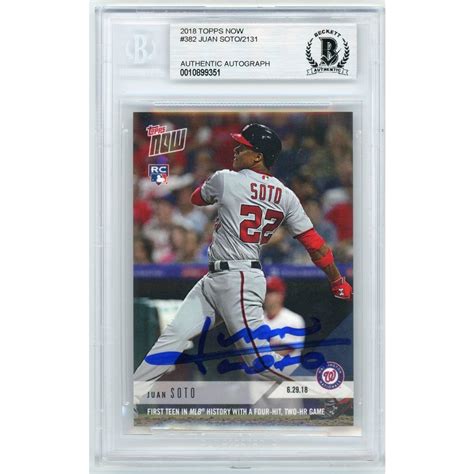 Juan Soto 2018 Topps Now Autographed Rc Rookie Card 382 Bas Steel