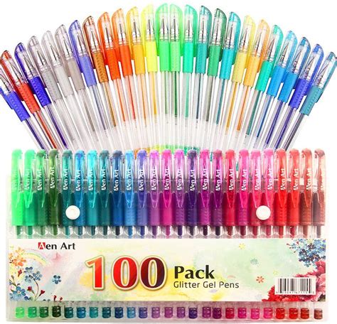 100 Color Glitter Gel Pen Set 30 More Ink Neon Glitter Coloring Pens