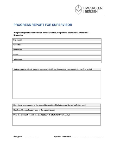 Progress Report For Supervisor | Templates at allbusinesstemplates.com