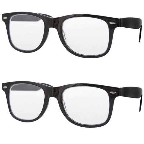Skylark Unisex Clear Lens 125 Reading Glasses Black 2 Pair