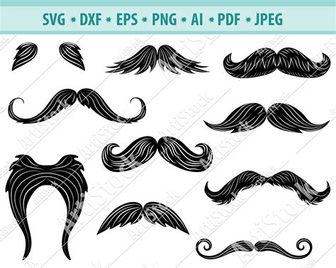 Mustache Svg Mustaches Svg Moustache Cutting File Gentleman Etsy