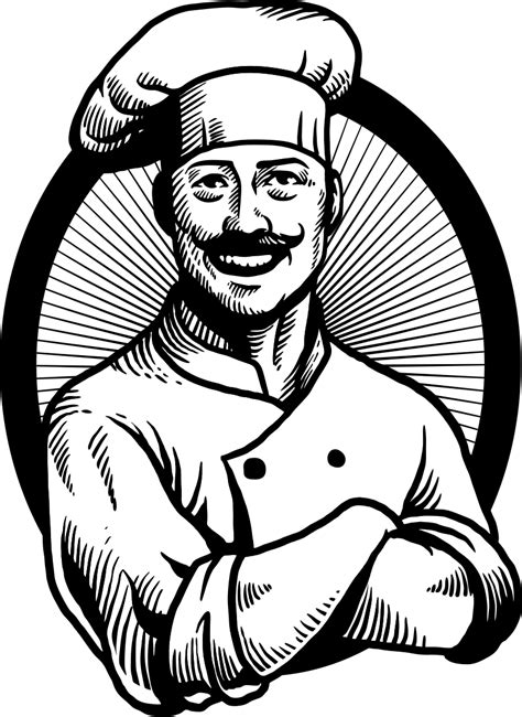 Download Chef Drawing Vintage Chef Black White Png Clipart 4114211