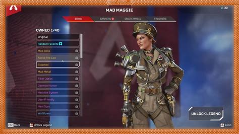 Apex Legends Defiance Mad Maggie All Cosmetic Skins Banners Poses