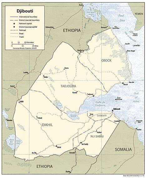 Detailed Administrative And Political Map Of Djibouti Djibouti Detailed Administrative And