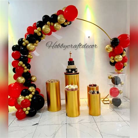 Red Gold Black Balloon Garland Arch Kit Birthday Etsy